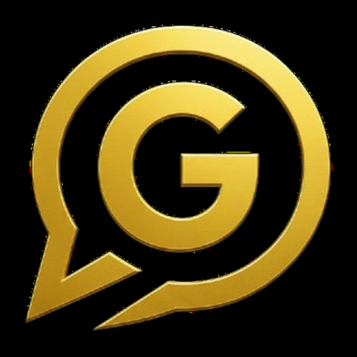 GekyChat app icon: gold mark on black